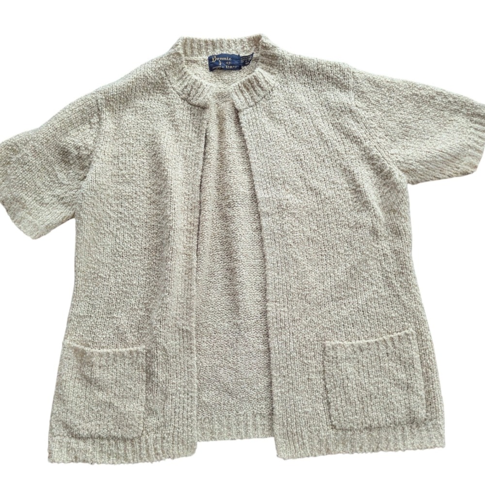 *FREE*w/POP-Up‎ Purchase! VTG Bonnie Lee LeRoy Beige Y2K Cardigan Sweater Sz 42
